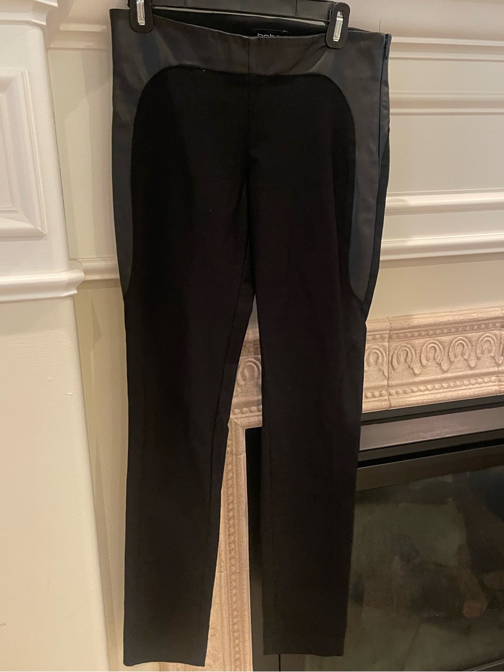 Bebe slim cut dress pants with leather